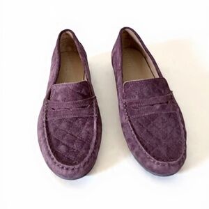 Hotter Purple Suede Loafers For Women Size 10.